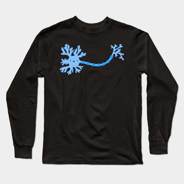Cute Blue Neuron Long Sleeve T-Shirt by Sofia Sava